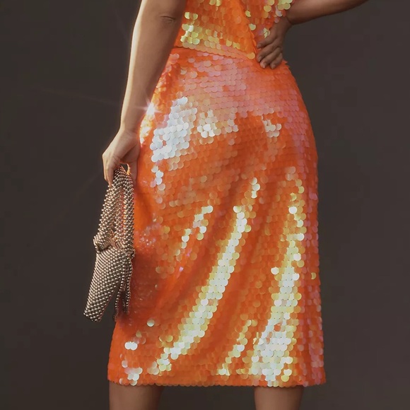 By Anthropologie Neon Paillette Sequin Midi Skirt - Picture 2 of 10
